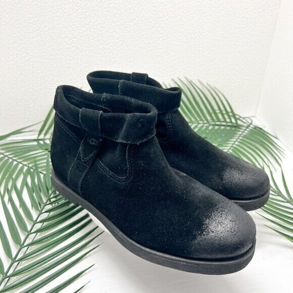 UGG Women's Black Suede Flat Round Toe Josefene Cuff Ankle Boots Size 6 - Picture 1 of 10